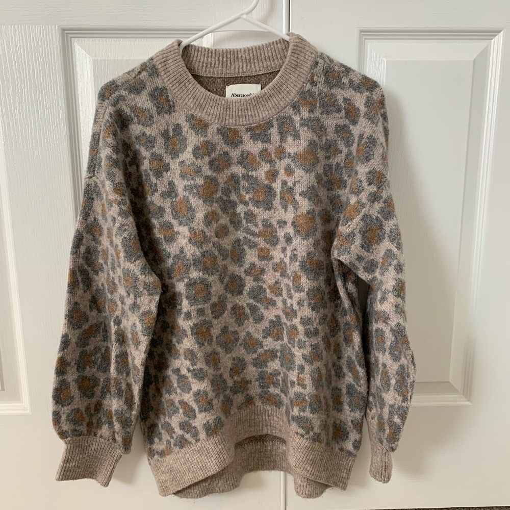 Abercrombie & Fitch Leopard Print Sweater - Beige and Brown